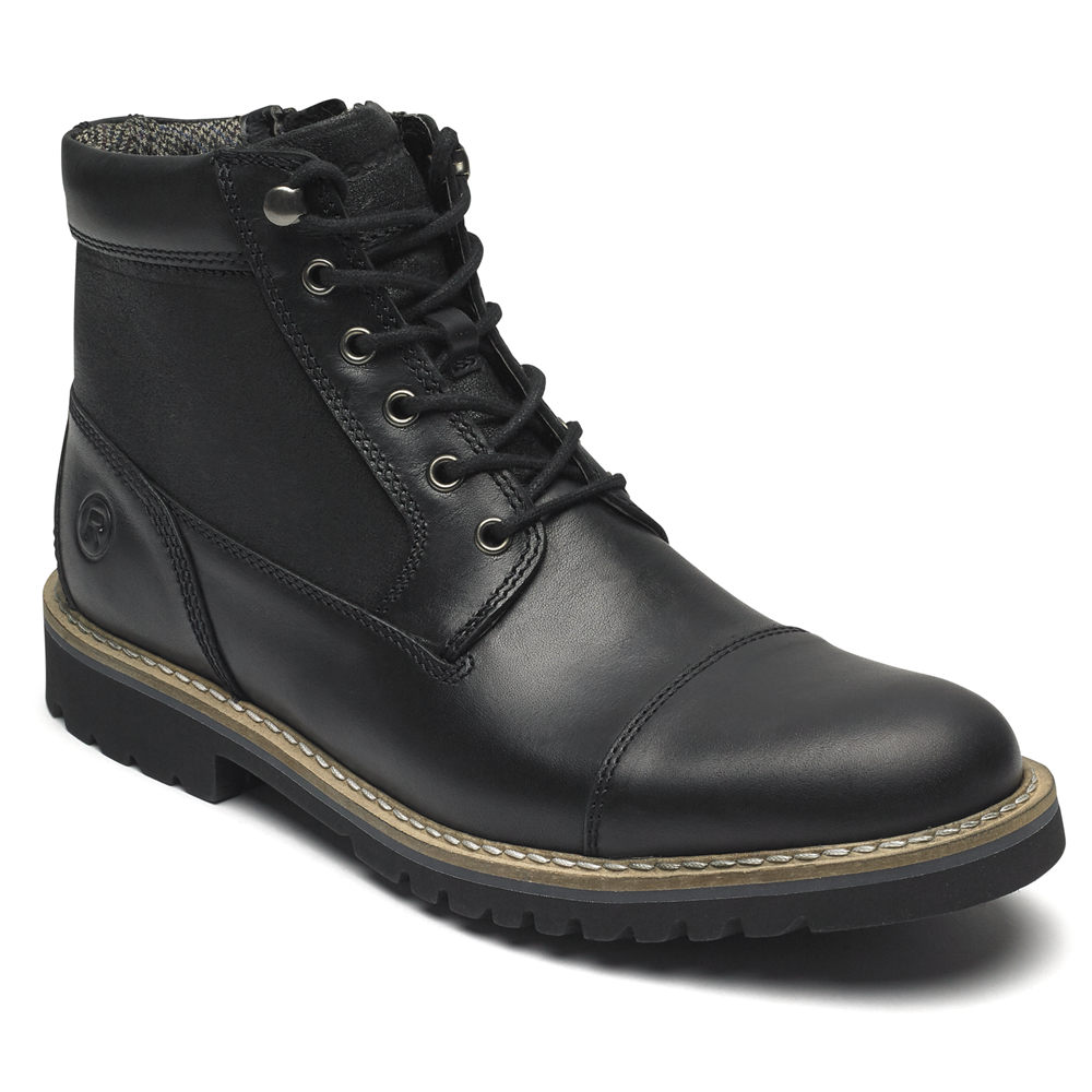 Rockport Mens Boots Black - Marshall Rugged Inside Zip - UK 420-LATPSK